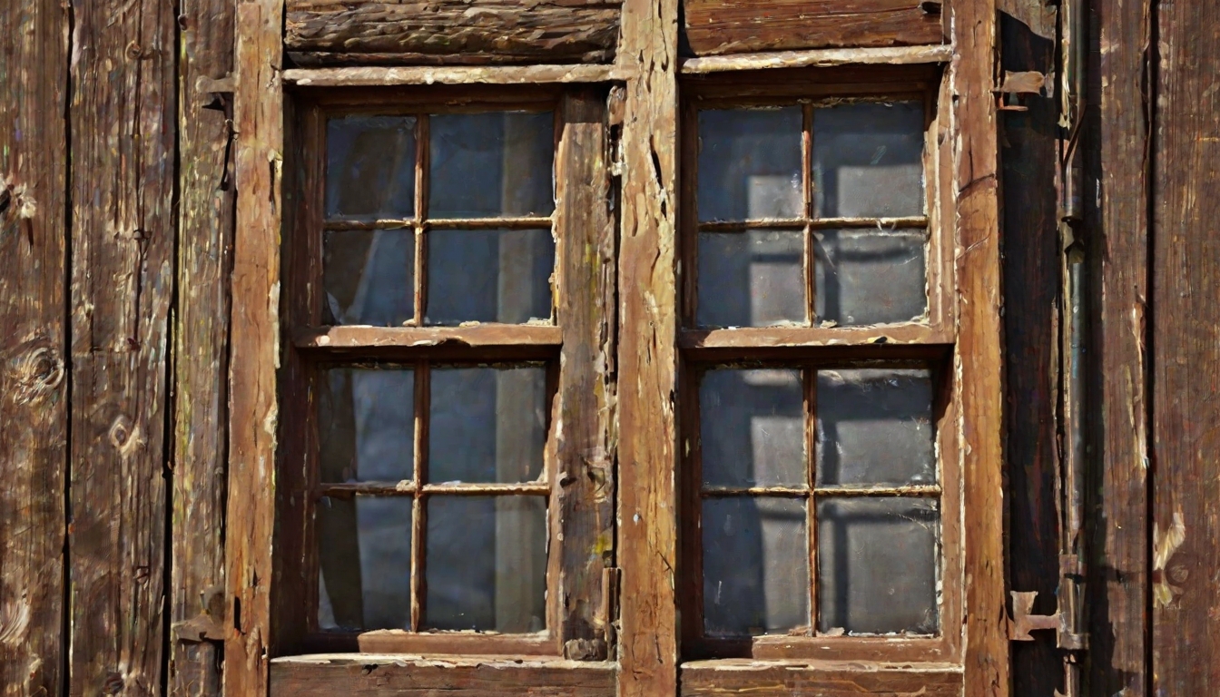Handwerker saniert ein altes Holzfenster in einem Altbau